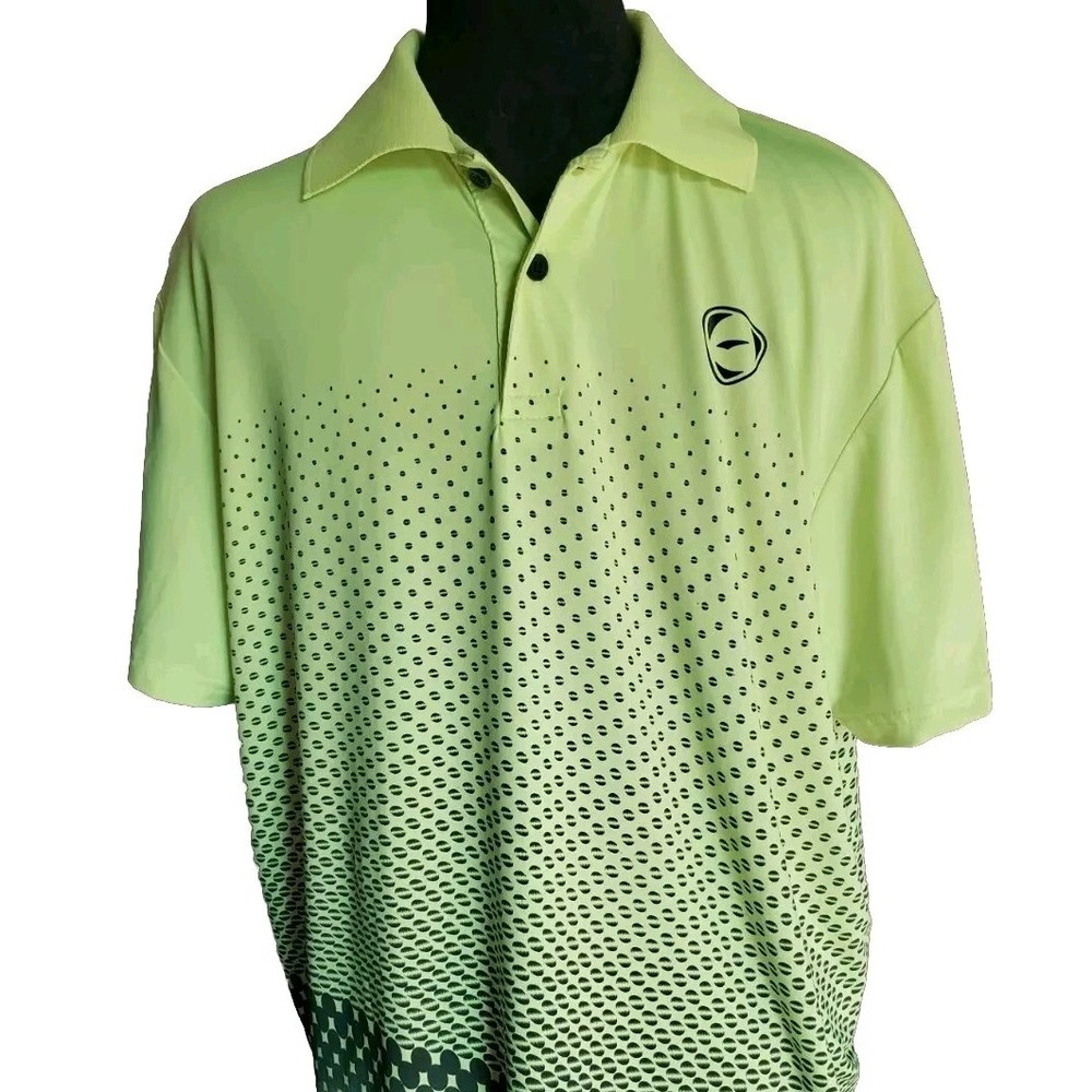 Men's Jeansian Sz L GOLF Polo Phirt Lime Green Black Short Sleeve Collar Stretch